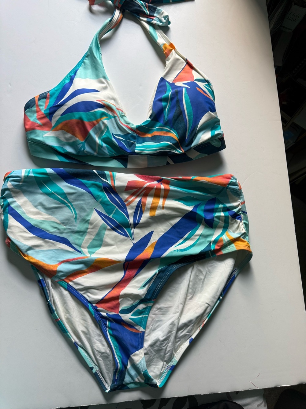 La Blanca Teal Multi-Color Halter Bikini 18W